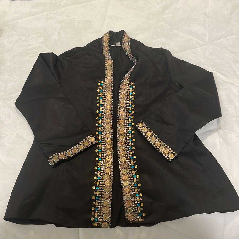 Black Jacket with Gold and Blue Embroidery